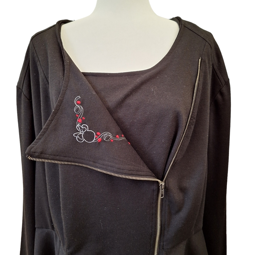 Torrid Disney Collection Minnie Mouse Black Peplum Moto Knit Jacket Plus Sz5 5X - Picture 4 of 11